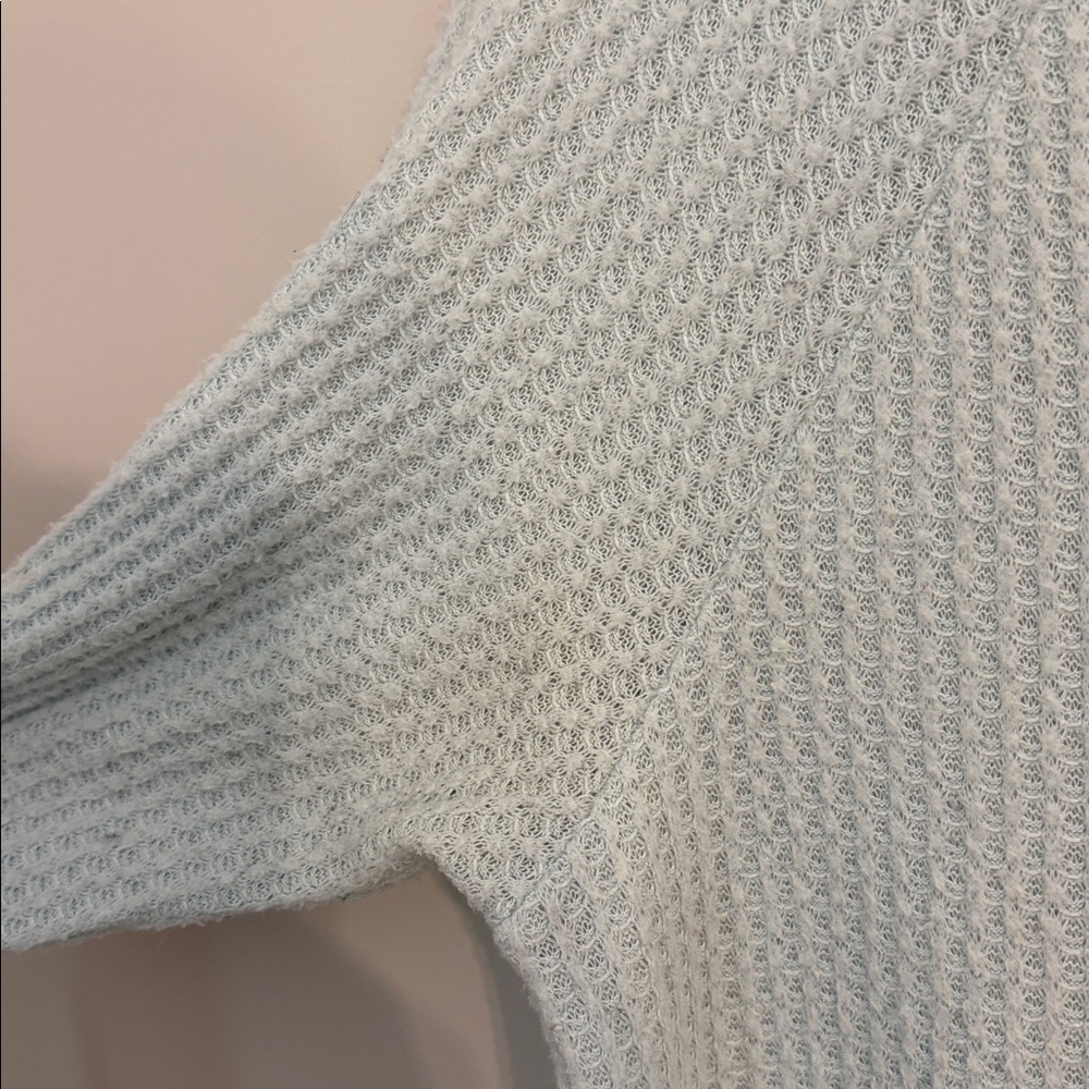 Caslon Sky Blue Waffle Knit Long Sleeve Top Size Small - Picture 4 of 5